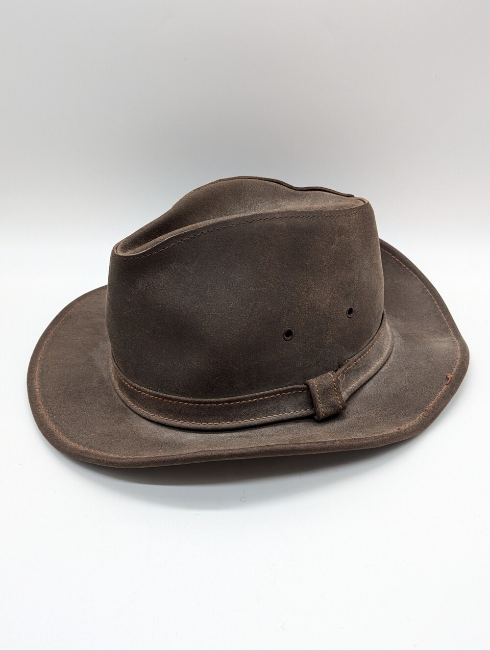 Vintage Minnetonka Brown Suede Leather Outback Hat Medium